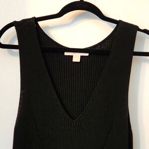 MICHAEL KORS Black Knit Ribbed Midi Dress - L